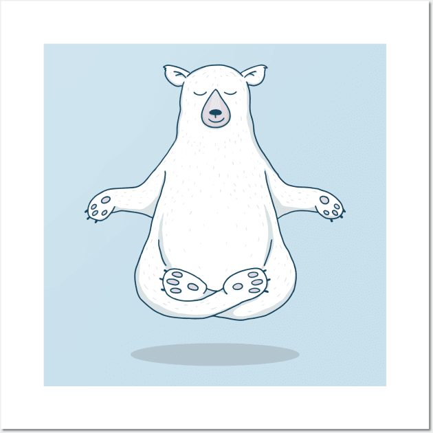 Zen Polar Bear Meditating Wall Art by Jitterfly